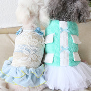 ドッグウェア ワンピース リボン ハート ドット柄 ワンピ ペット用品 犬服 ペットウェア 小型犬 中型犬 可愛い おしゃれ お出かけ お散歩