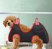 グルーミングハンモック 吊り下げ ペット用品 犬用 猫用 トリミング シャンプー お風呂 ドライヤー 爪切り 耳掃除 健康チェック フック 自宅 ケア 簡単 便利 お世話 お手入れ いぬ イヌ ねこ ネコ ドッグ キャット