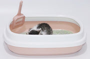 猫用トイレ 本体 スコップ付き キャットトイレ 大号 トイレ容器 猫砂入れ オープンタイプ 取り外し可能 ペット用品 トイレタリー 飛散防止 飛び散り防止 四角形 シャベル付き ネコ用
