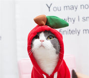 ペットウェア ペット用コスチューム コスプレ 犬 猫 ドッグウェア キャットウェア 犬服 ペット用品 フート付き パーカー フード紐 葉っぱ付き なりきり バナナ ハート リンゴ 大根 かわいい おしゃれ キュート 仮装 ハロウィン イベント インスタ映え お出かけ 防寒 白 黄 赤
