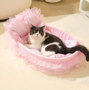 ペット用ベッド クッション付き 猫用ベッド 犬用ベッド ペット用マット ネコ イヌ ペット用品 寝床 ソフト 柔らかい クッション性 レース ふんわり あったか 暖かい チェック柄 シンプル カジュアル かわいい おしゃれ 秋 冬
