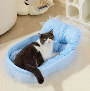 ペット用ベッド クッション付き 猫用ベッド 犬用ベッド ペット用マット ネコ イヌ ペット用品 寝床 ソフト 柔らかい クッション性 レース ふんわり あったか 暖かい チェック柄 シンプル カジュアル かわいい おしゃれ 秋 冬