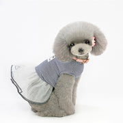 ドッグウェア 犬服 ワンピース フレア Aライン チュール ボーダー柄 ロゴ ペット 犬 猫 小型犬 洋服 ノースリーブ 袖なし ドッキングワンピース プルオーバー 切り替え ギャザー かわいい 可愛い おしゃれ お洒落 いぬ イヌ DOG 中型犬 ねこ ネコ キャット CAT プレゼント ギフト 贈り物 お散歩 お出かけ 春 夏 秋 XS S M L XL
