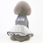 ドッグウェア 犬服 ワンピース フレア Aライン チュール ボーダー柄 ロゴ ペット 犬 猫 小型犬 洋服 ノースリーブ 袖なし ドッキングワンピース プルオーバー 切り替え ギャザー かわいい 可愛い おしゃれ お洒落 いぬ イヌ DOG 中型犬 ねこ ネコ キャット CAT プレゼント ギフト 贈り物 お散歩 お出かけ 春 夏 秋 XS S M L XL