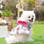 ドッグウェア 犬服 ワンピース ペット 小型犬 猫 女の子 洋服 フレア リボン フリル ギャザー チェック柄 可愛い おしゃれ