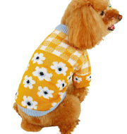 ペットウェア ペット服 犬 小型犬 中型犬 猫 ドッグウェア キャットウェア ペット用品 ニット セーター 上着 チェック柄 格子柄 花飾り 花柄 トナカイ ナチュラル スナップボタン かわいい おしゃれ 上品 お出かけ お散歩 防寒対策 赤 黄