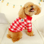 ペットウェア ペット服 犬 小型犬 中型犬 猫 ドッグウェア キャットウェア ペット用品 ニット セーター 上着 チェック柄 格子柄 花飾り 花柄 トナカイ ナチュラル スナップボタン かわいい おしゃれ 上品 お出かけ お散歩 防寒対策 赤 黄