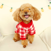 ペットウェア ペット服 犬 小型犬 中型犬 猫 ドッグウェア キャットウェア ペット用品 ニット セーター 上着 チェック柄 格子柄 花飾り 花柄 トナカイ ナチュラル スナップボタン かわいい おしゃれ 上品 お出かけ お散歩 防寒対策 赤 黄