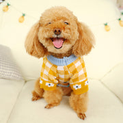 ペットウェア ペット服 犬 小型犬 中型犬 猫 ドッグウェア キャットウェア ペット用品 ニット セーター 上着 チェック柄 格子柄 花飾り 花柄 トナカイ ナチュラル スナップボタン かわいい おしゃれ 上品 お出かけ お散歩 防寒対策 赤 黄