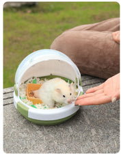 小動物用ペットギャリー キャリーケース キャリーバック ペット用品 ハムスター 給水器付き 持ち手 お出かけ 外出 通院 通気性 丸型 かわいい