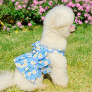 ペット用ハーネス リード 2点セット ペットウェア風 フラワー 花柄 レモン チェック柄 制服風 リボン かわいい おしゃれ ペット服 お散歩 散歩紐 犬服 イヌ