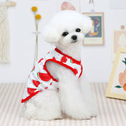 ドッグウェア 犬の服 タンクトップ ペット用品 小型犬 中型犬 猫 洋服 ノースリーブ 袖なし 可愛い プリント トップス カットソー パイピング 果物 フルーツ カジュアル かわいい おしゃれ お洒落 いぬ イヌ DOG ねこ ネコ キャット CAT ギフト 贈り物 お散歩 外出 春 夏 秋