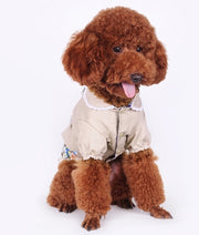 ペットウェア ドッグウェア コート 洋服 犬用 猫用 袖あり 襟付き リボン 花柄 前開き ボタン おしゃれ かわいい お散歩 公園 お出かけ ペット服 犬の服 小型犬