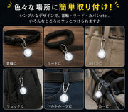 首輪用チャーム お散歩ライト ペット用アクセサリー 犬用ライト イヌ 散歩グッズ ペットグッズ ペット用品 カラビナ キーホルダー型 丸型 ラウンド レッド ホワイト シンプル 使いやすい アウトドア レジャー