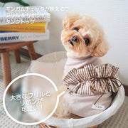 【ギンガムリボンタンクトップ】犬 服 犬服 ペットウェア ドッグウェア タンクトップ ノースリーブ 袖なし 韓国風 洋服 犬用 猫用 春服 夏服 ピンク イエロー ベージュ フリル レース リボン ギンガムチェック かわいい おしゃれ 小型犬 中型犬 トイプードル チワワ ポメラニアン  ペット服 犬の服 散歩 お出かけ Too Wow トゥーワオ