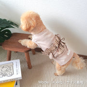 【ギンガムリボンタンクトップ】犬 服 犬服 ペットウェア ドッグウェア タンクトップ ノースリーブ 袖なし 韓国風 洋服 犬用 猫用 春服 夏服 ピンク イエロー ベージュ フリル レース リボン ギンガムチェック かわいい おしゃれ 小型犬 中型犬 トイプードル チワワ ポメラニアン  ペット服 犬の服 散歩 お出かけ Too Wow トゥーワオ