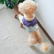 【ギンガムチェックハーネス&リード】ハーネス リード 2点セット ペットグッズ ペット用品 犬用 猫用 小型犬 襟付き 胴輪 散歩紐 牽引紐 お散歩 お出かけ フリル レース ギンガムチェック レッド イエロー ブルー ネイビー S M  裏地メッシュ おしゃれ かわいい 韓国風 イヌ いぬ ネコ ねこ Too Wow トゥーワオ