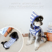 【ボンネットセットタンク】S M L ペットウェア ドッグウェア ボンネット付き ボーダー タンクトップ 犬服 猫服  袖なし プルオーバー 韓国風 洋服 犬服 犬用 猫用 ブルー ブラウン ベージュ かわいい おしゃれ 小型犬 中型犬 ペット服 犬の服 散歩 お出かけ 犬服  可愛い ペアコーデ 双子コーデ 男の子 女の子 兼用 伸縮性 リブ素材 Too Wow トゥーワオ