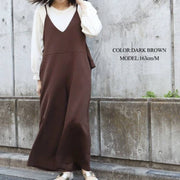 バックフリルサロペット サロペットパンツ ワイドパンツ レディース ロングパンツ 長ズボン ゆったり カジュアル きれいめ 無地 シンプル かわいい