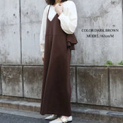 バックフリルサロペット サロペットパンツ ワイドパンツ レディース ロングパンツ 長ズボン ゆったり カジュアル きれいめ 無地 シンプル かわいい