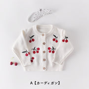 セットアップ ロンパース カーディガン 上下別売 ベビー 赤ちゃん 子供用 男女兼用 男の子 女の子 袖なし さくらんぼ柄 かわいい 肌着 外出 部屋着