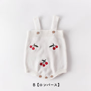 セットアップ ロンパース カーディガン 上下別売 ベビー 赤ちゃん 子供用 男女兼用 男の子 女の子 袖なし さくらんぼ柄 かわいい 肌着 外出 部屋着