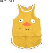 子供用セットアップ 上下2点セット タンクトップ ショートパンツ ルームウェア 部屋着 ベビー キッズ 子ども服 ノースリーブトップス ランニングシャツ ボトムス 短パン ショーパン 半ズボン 丸首 ラウンドネック リンガー 袖なし ウエストゴム パイピング プリント ボーダー シンプル カジュアル おしゃれ かわいい お出掛け 室内 インドア こども 男の子 女の子 幼児