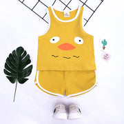 子供用セットアップ 上下2点セット タンクトップ ショートパンツ ルームウェア 部屋着 ベビー キッズ 子ども服 ノースリーブトップス ランニングシャツ ボトムス 短パン ショーパン 半ズボン 丸首 ラウンドネック リンガー 袖なし ウエストゴム パイピング プリント ボーダー シンプル カジュアル おしゃれ かわいい お出掛け 室内 インドア こども 男の子 女の子 幼児