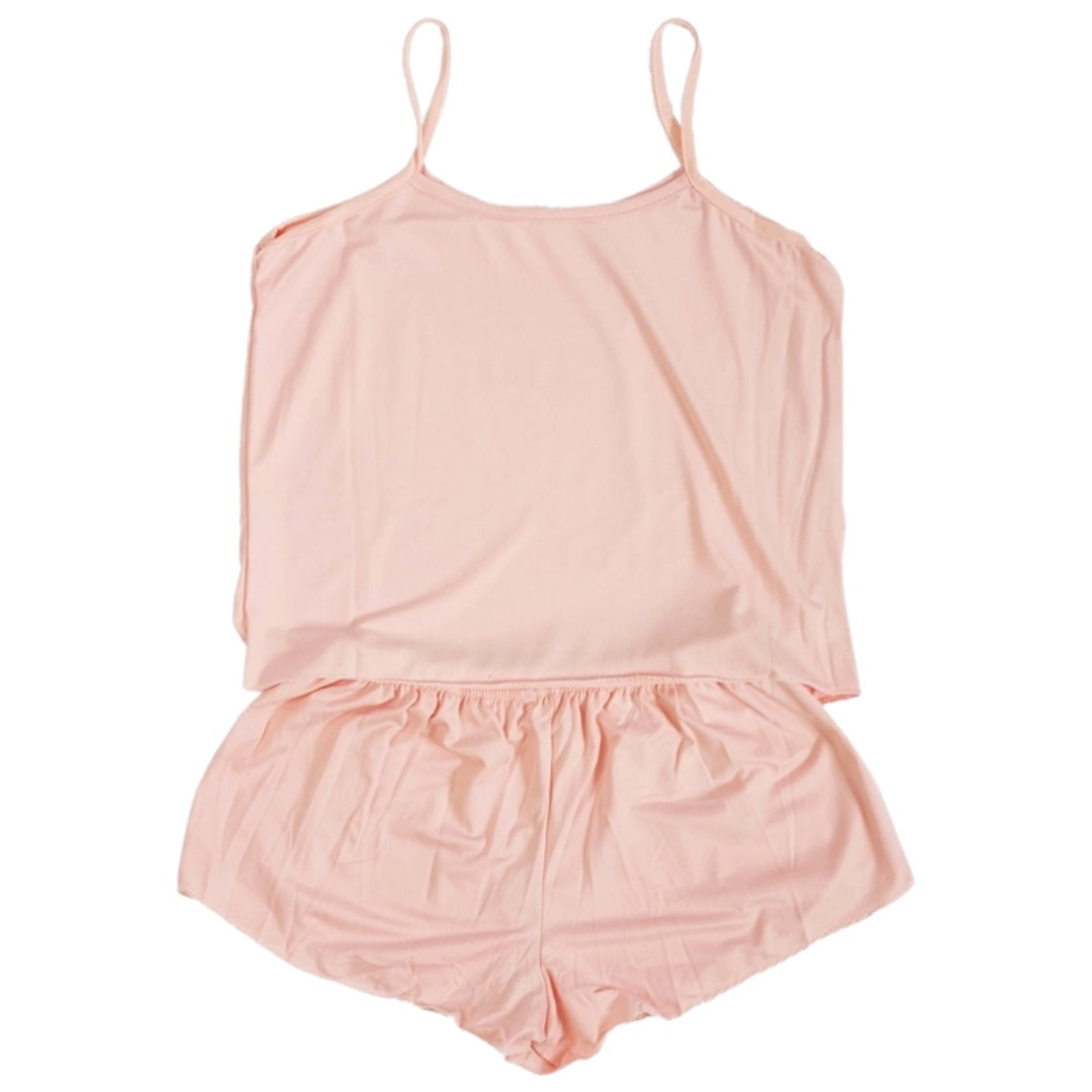 ルームウェア 部屋着 セットアップ 上下セット キャミソール ショートパンツ 短パン レディース 女性 トップス ボトムス ノースリーブ ショート丈 ミニ丈 ゴムウエスト 2XL 無地 ピンク グレー ブラック シンプル カジュアル ラフ 夏