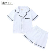 パジャマ 上下セット キッズ 女の子 男の子 子供用 ルームウェア 部屋着 セットアップ 前開き 襟付き 半袖 ショートパンツ 短パン 寝巻き 寝間着 夏