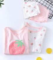 ルームウェア 部屋着 パジャマ セットアップ 上下2点 キッズ 女の子 子供服 半袖 半ズボン 可愛い イチゴ柄 薄手 春夏 寝巻き 寝間着 ナイトウェア トップス Tシャツ プルオーバー ボトムス ハーフパンツ ショートパンツ 短パン 通気性 吸汗 ラウンドネック 丸首 ウエストゴム リボン プリント ロゴ かわいい おしゃれ 子ども こども ジュニア ベビー 幼児 女児 秋