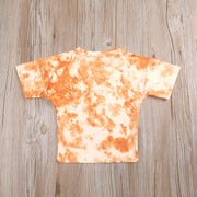 セットアップ 2点セット 子供服 キッズ ベビー 男の子 女の子 Tシャツ 半袖 半ズボン ラウンドネック マーブル調 おしゃれ プルオーバー 上下セット タイダイ柄 かわいい カジュアル 普段使い デイリー お出かけ