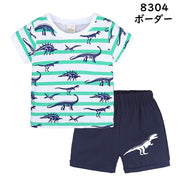 セットアップ 上下セット 2点セット 半袖Tシャツ ショートパンツ 半ズボン 短パン パジャマ ルームウエア 子供服 キッズ カットソー ラウンドネック ウエストゴム プリント カジュアル トップス ボトムス 部屋着 寝間着 寝間着 男の子 女の子 男児 女児 子ども服 こども服 子供用