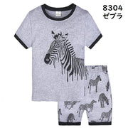 セットアップ 上下セット 2点セット 半袖Tシャツ ショートパンツ 半ズボン 短パン パジャマ ルームウエア 子供服 キッズ カットソー ラウンドネック ウエストゴム プリント カジュアル トップス ボトムス 部屋着 寝間着 寝間着 男の子 女の子 男児 女児 子ども服 こども服 子供用