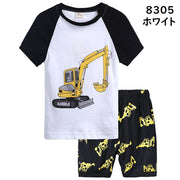 セットアップ 上下セット 2点セット 半袖Tシャツ ショートパンツ 半ズボン 短パン パジャマ ルームウエア 子供服 キッズ カットソー ラウンドネック ウエストゴム プリント カジュアル トップス ボトムス 部屋着 寝間着 寝間着 男の子 女の子 男児 女児 子ども服 こども服 子供用