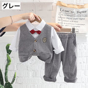 スーツ セットアップ 3点セット シャツ ベスト ロングパンツ キッズ ベビー 子供用 男の子 長袖 蝶ネクタイ 春 秋 フォーマル かわいい おしゃれ かっこいい クール 結婚式 卒業式 入学式 入園式 七五三 男児