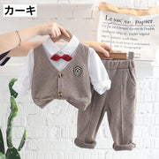 スーツ セットアップ 3点セット シャツ ベスト ロングパンツ キッズ ベビー 子供用 男の子 長袖 蝶ネクタイ 春 秋 フォーマル かわいい おしゃれ かっこいい クール 結婚式 卒業式 入学式 入園式 七五三 男児