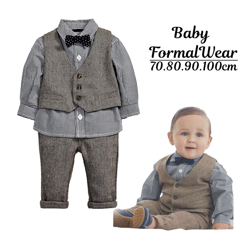 3点セット フォーマルウェア ベスト 長袖シャツ ロングパンツ 長ズボン スーツ ベビー服 子供服 キッズ 男の子 ジレ 正装 記念日 結婚式 入園式 イベント パーティー お祝い 男児 男子 ベビーウェア 赤ちゃん 児童 子ども服 こども服 80cm 90cm 100cm