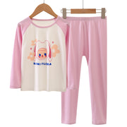 パジャマ 上下セット 長袖 キッズ ジュニア 子供服 女の子 ルームウェア 寝間着 部屋着 長ズボン ロングパンツ プルオーバー ラウンドネック ラグラン袖 ウサギ 可愛い おしゃれ 女子 こども服 寝巻き