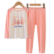 パジャマ 上下セット 長袖 キッズ ジュニア 子供服 女の子 ルームウェア 寝間着 部屋着 長ズボン ロングパンツ プルオーバー ラウンドネック ラグラン袖 ウサギ 可愛い おしゃれ 女子 こども服 寝巻き