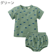 セットアップ 2点セット Tシャツ ショートパンツ ベビー キッズ トップス ボトムス 柄あり 半袖 ウエストゴム 春夏 カジュアル 部屋着 普段着 お出かけ かわいい