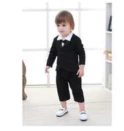 セットアップ 子供服 2点セット ベビー キッズ 男の子 カバーオール ロンパース ジャケット 長袖 長ズボン スーツ風 タキシード風 蝶ネクタイ 背広 上着 フォーマル おしゃれ パーティー イベント クリスマス 誕生日 結婚式 つなぎ 股下ボタン 男児 こども