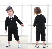 セットアップ 子供服 2点セット ベビー キッズ 男の子 カバーオール ロンパース ジャケット 長袖 長ズボン スーツ風 タキシード風 蝶ネクタイ 背広 上着 フォーマル おしゃれ パーティー イベント クリスマス 誕生日 結婚式 つなぎ 股下ボタン 男児 こども
