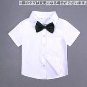 セットアップ スーツ 上下セット キッズ ベビー 男の子 子供用 トップス ボトムス シャツ ハーフパンツ 半ズボン 蝶ネクタイ サスペンダー シンプル おしゃれ かっこいい お呼ばれ 発表会 結婚式
