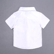 セットアップ スーツ 上下セット キッズ ベビー 男の子 子供用 トップス ボトムス シャツ ハーフパンツ 半ズボン 蝶ネクタイ サスペンダー シンプル おしゃれ かっこいい お呼ばれ 発表会 結婚式
