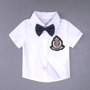 セットアップ スーツ 上下セット キッズ ベビー 男の子 子供用 トップス ボトムス シャツ ハーフパンツ 半ズボン 蝶ネクタイ サスペンダー シンプル おしゃれ かっこいい お呼ばれ 発表会 結婚式