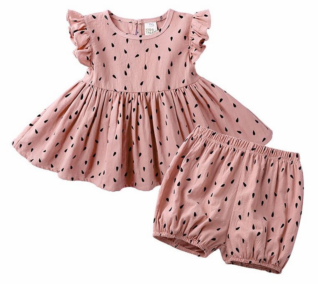 セットアップ 上下セット キッズ ベビー フリル ショートパンツ ラウンドネック こども服 子供服 おしゃれ カジュアル 可愛い かわいい 女の子 女児 73 80 90 100 110 120 130