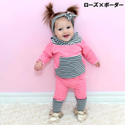 セットアップ ツーピース 上下セット パーカー 長袖 長ズボン ベビー キッズ 男の子 女の子 花柄 ボーダー 子供服 おしゃれ かわいい