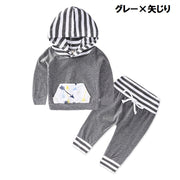 セットアップ ツーピース 上下セット パーカー 長袖 長ズボン ベビー キッズ 男の子 女の子 花柄 ボーダー 子供服 おしゃれ かわいい