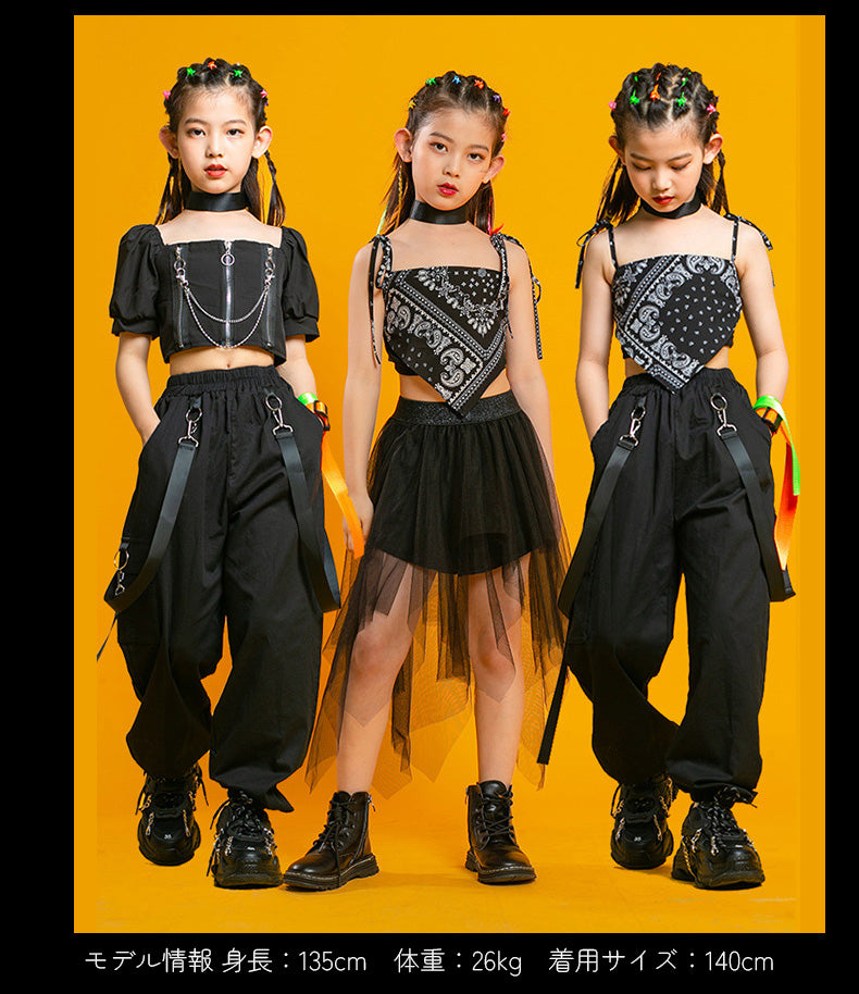 キッズダンス衣装 女の子 キッズ ジュニア セットアップ スクエアネック 商品画像2